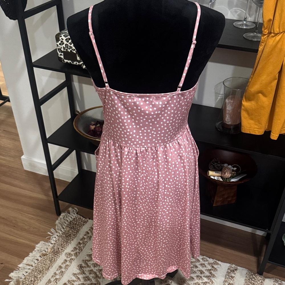 Stylish Pink Polka Dot Dress and Yellow Jumper - Picture 6 of 10